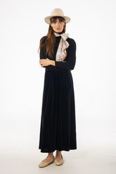 Black Combo Velour Mock Neck Dress
