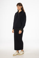 Black Ribbed Skirt Legging