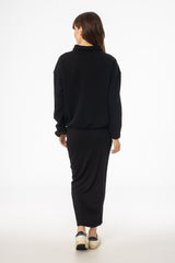 Black Ribbed Skirt Legging