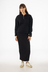 Black Ribbed Skirt Legging