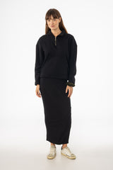 Black Ribbed Skirt Legging