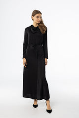 Black Draped Neck Maxi Dress