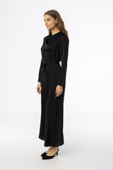 Black Draped Neck Maxi Dress