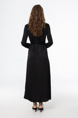 Black Draped Neck Maxi Dress