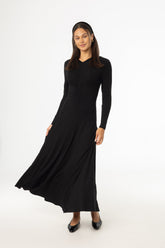 Black Front Ruched Maxi Dress