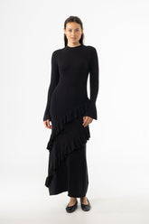 Black Ruffle Knit Dress