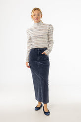 Blue Wash Corduroy Skirt