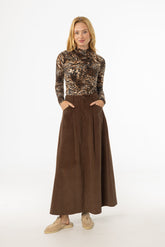 Brown Cargo Corduroy Maxi Skirt