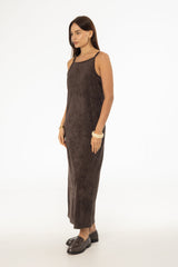 Brown Microsuede Maxi Jumper