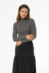 Heather Grey Solid Turtleneck Top