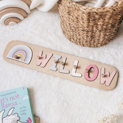 Baby Name Puzzle, 1st Birthday Baby Girl Gift, Wooden Montessori Toys for Toddlers, Baby Shower Gift, Personalized Name Gift, Newborn Gifts
