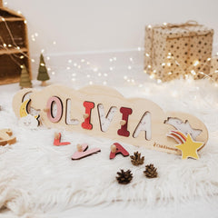 Kid Name Puzzle Baby Boy Gift, Toddler Toys, Wooden Toys, 1st Birthday Gift, Dinosaur Theme, Personalized Baby Gift, Gift for 2 Year Old Boy