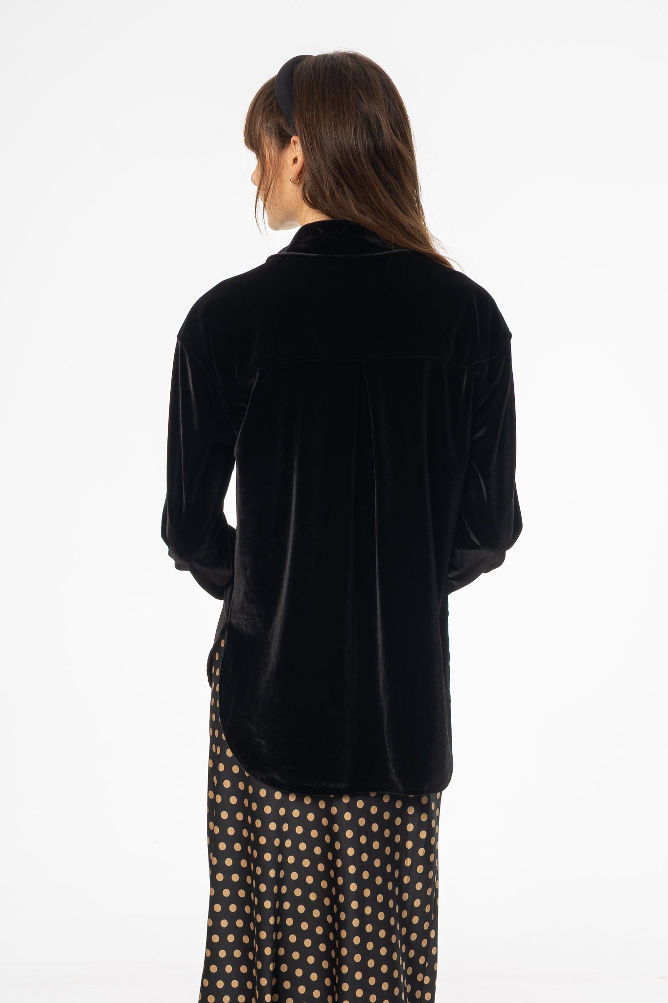 Black Oversized Velour Blouse