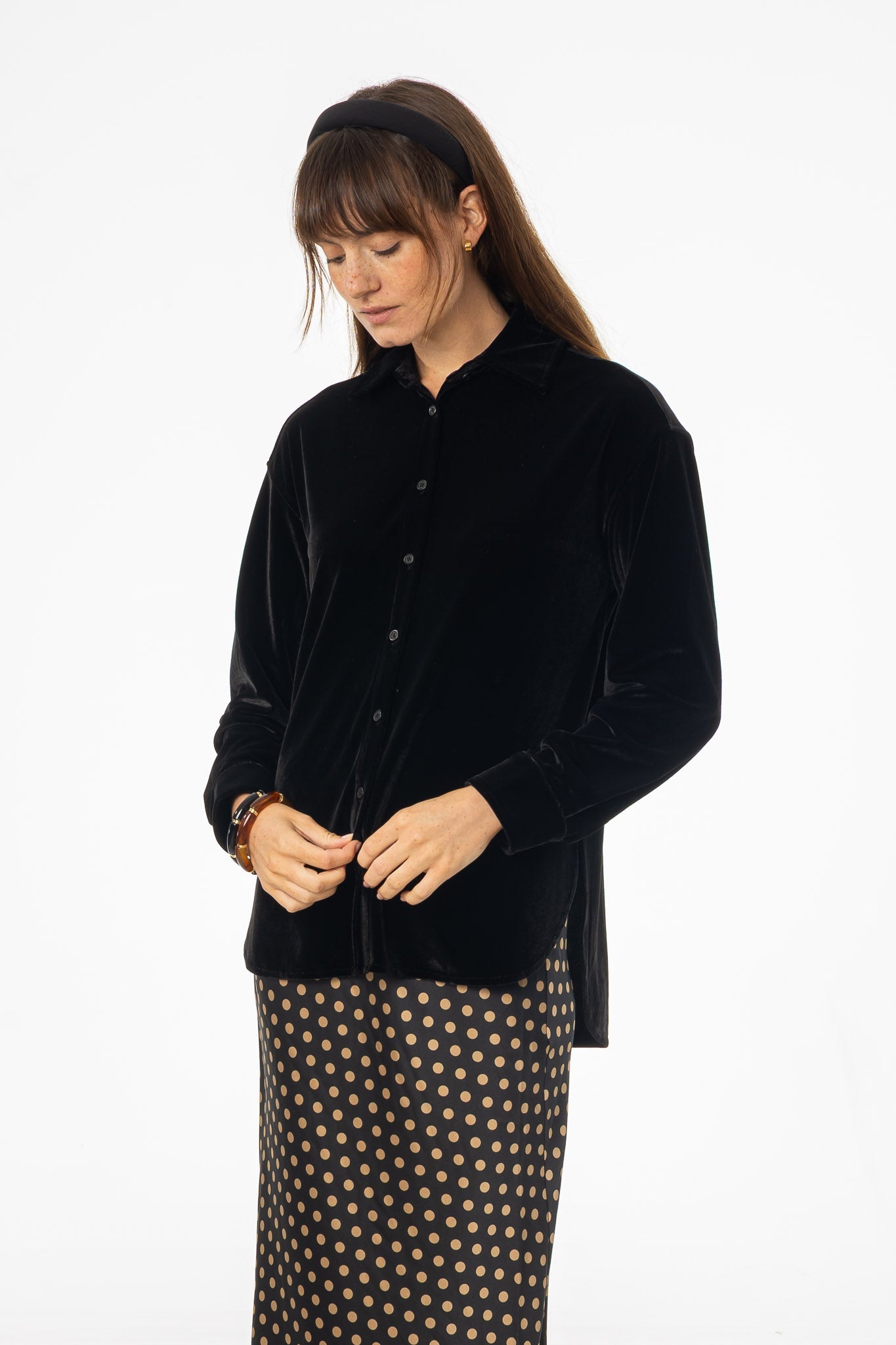 Black Oversized Velour Blouse