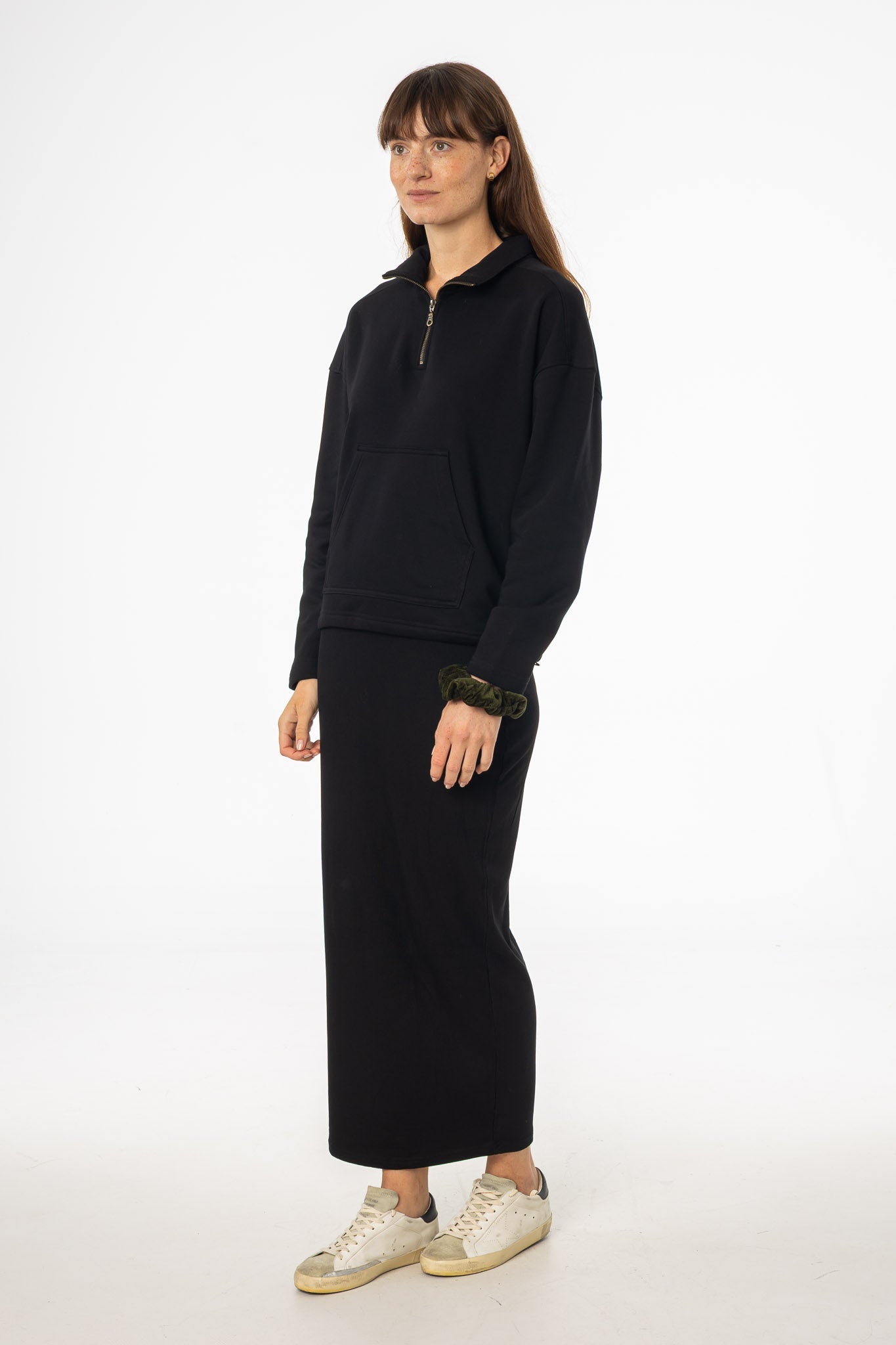 Black Ribbed Skirt Legging