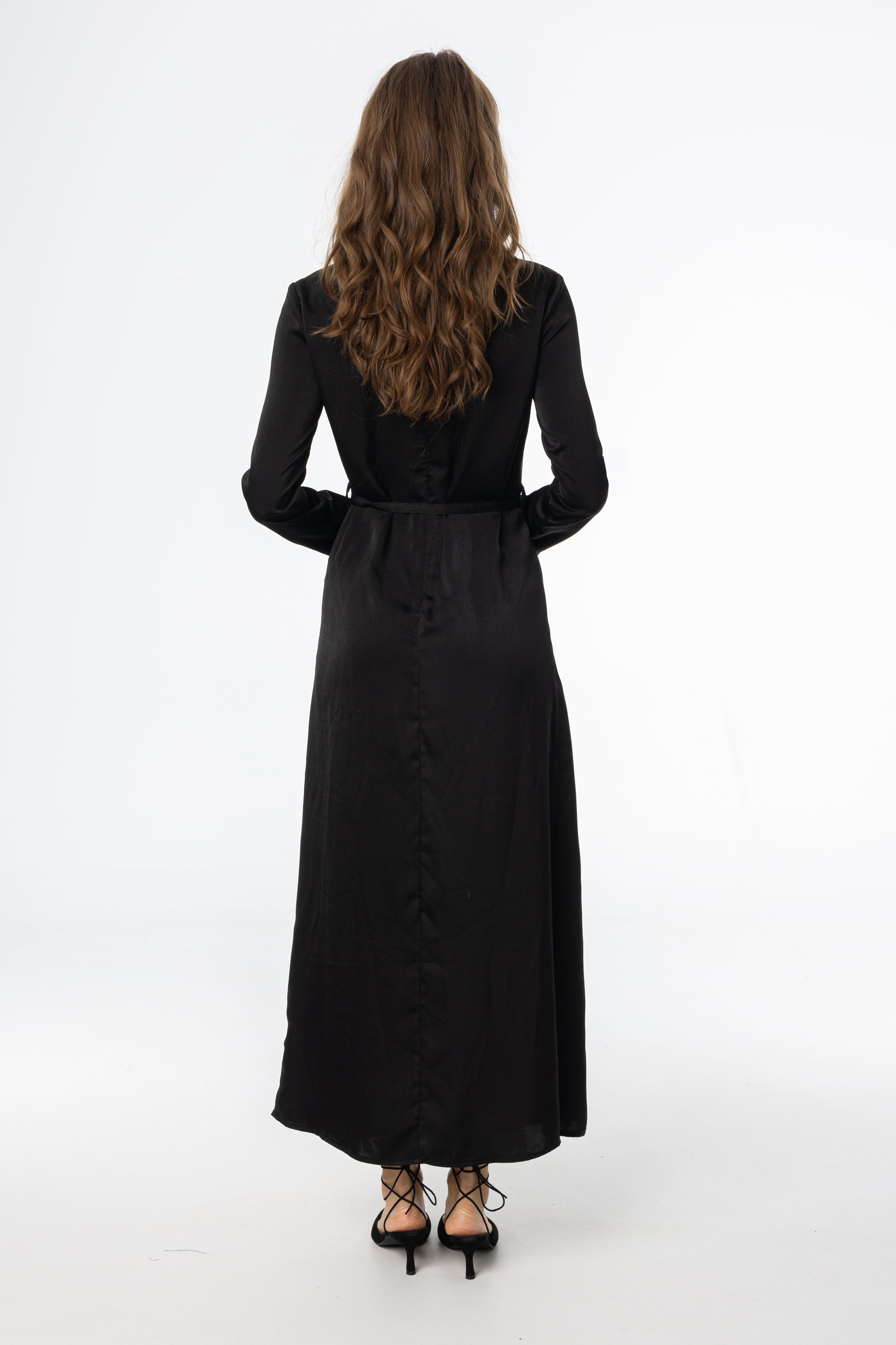 Black Draped Neck Maxi Dress