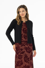 Black Ribbed Sleeve Cardigan