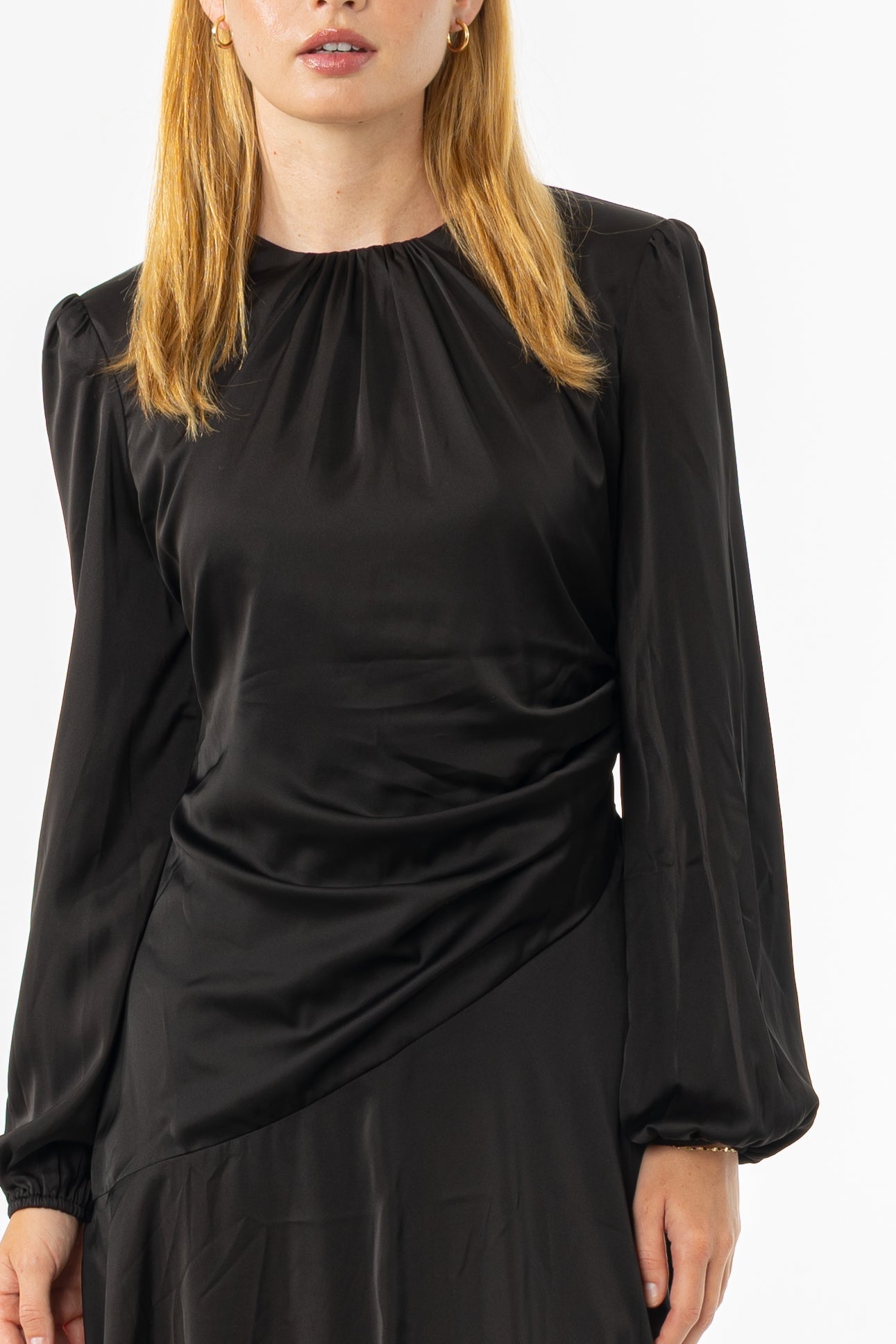 Black Side Draped Dress
