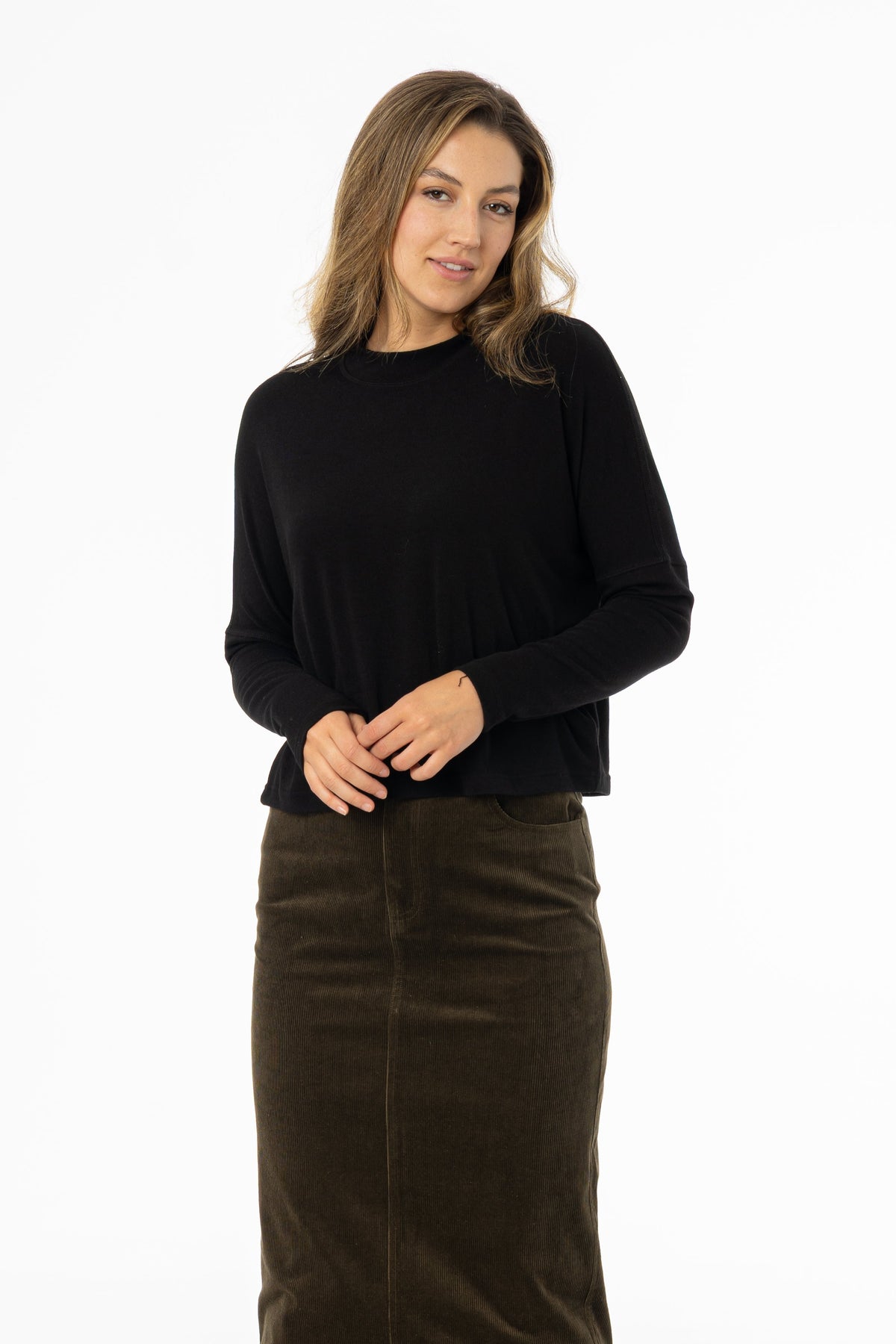 Black Swing Mock Neck Top