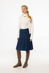 Blue Half Pleat Cargo Denim Skirt