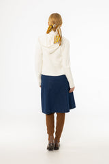 Blue Half Pleat Cargo Denim Skirt