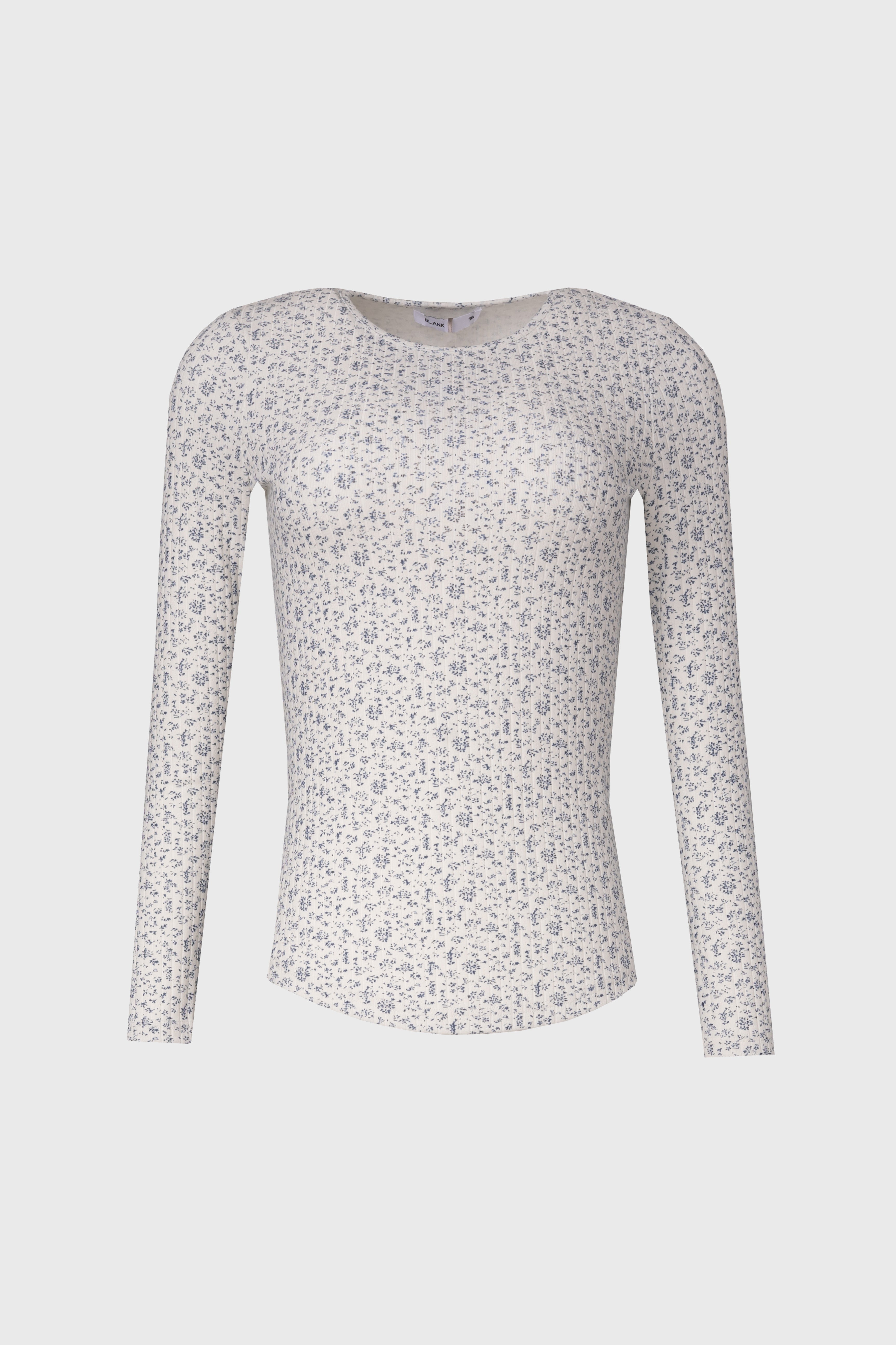 Blue Ditsy Floral Printed Round Neck Tee