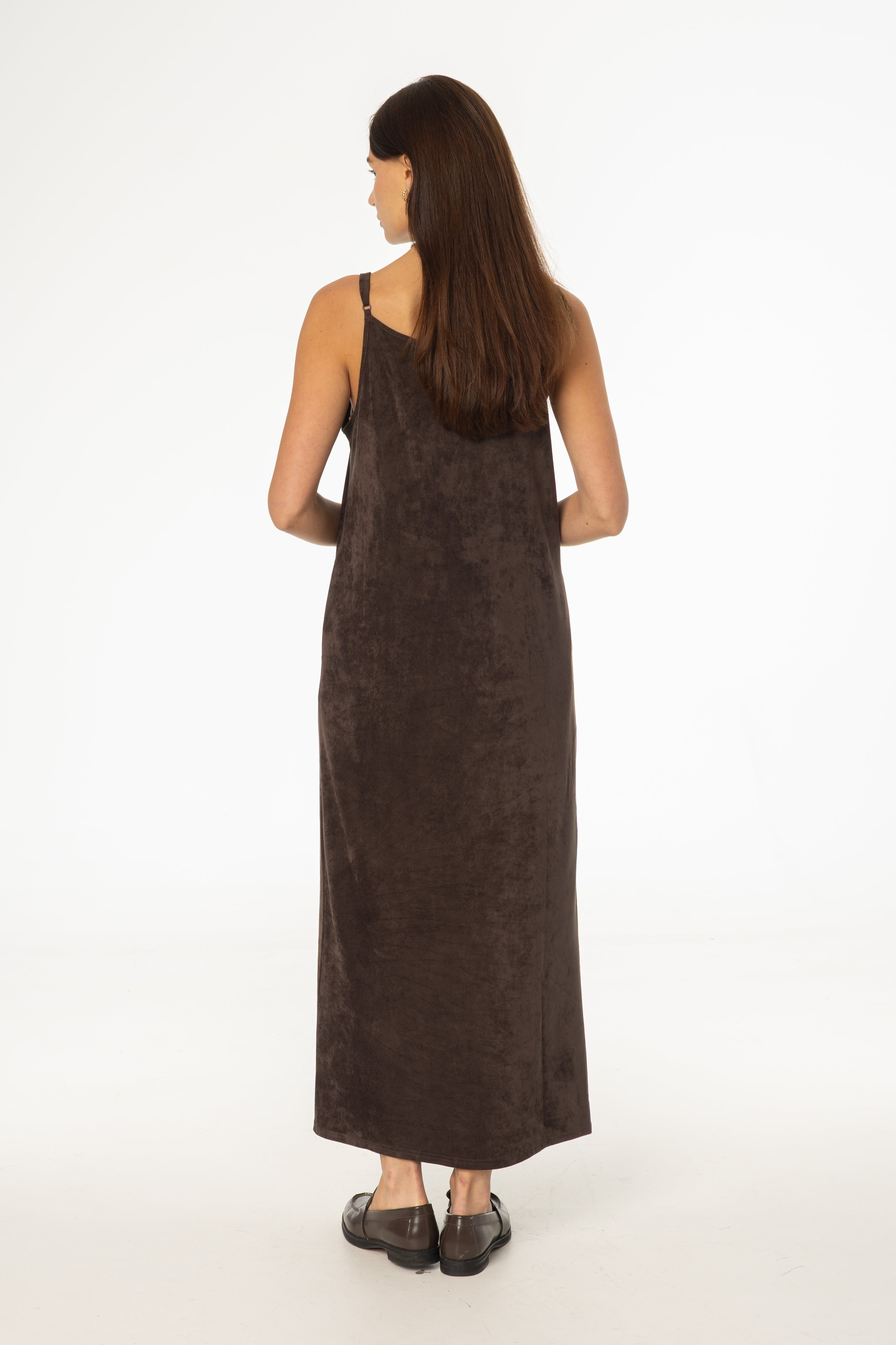 Brown Microsuede Maxi Jumper