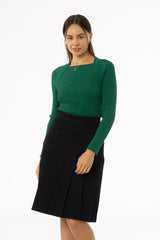 Green Faux Shrug Knit Top