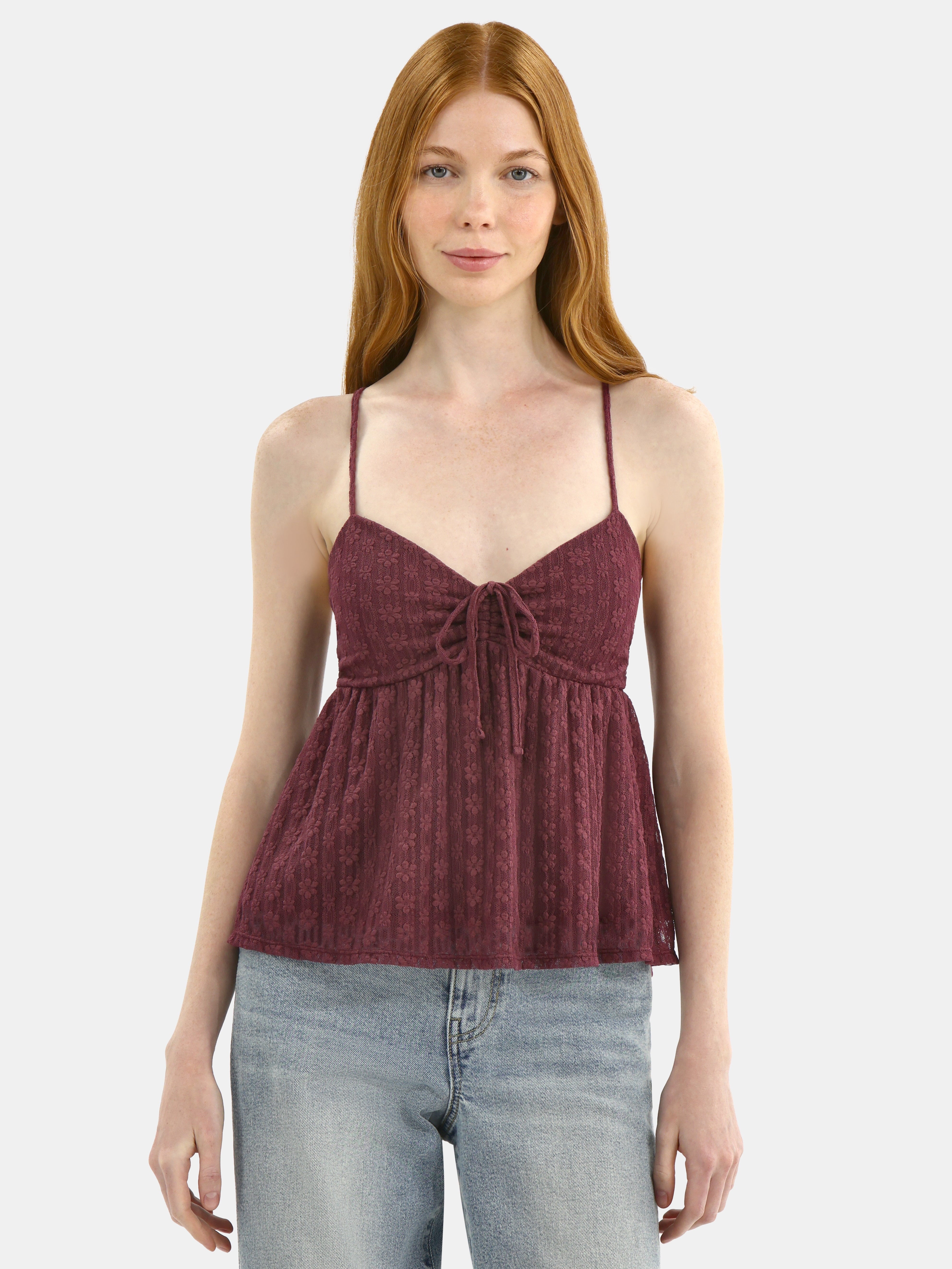 No Boundaries Babydoll Lace Top, Women's