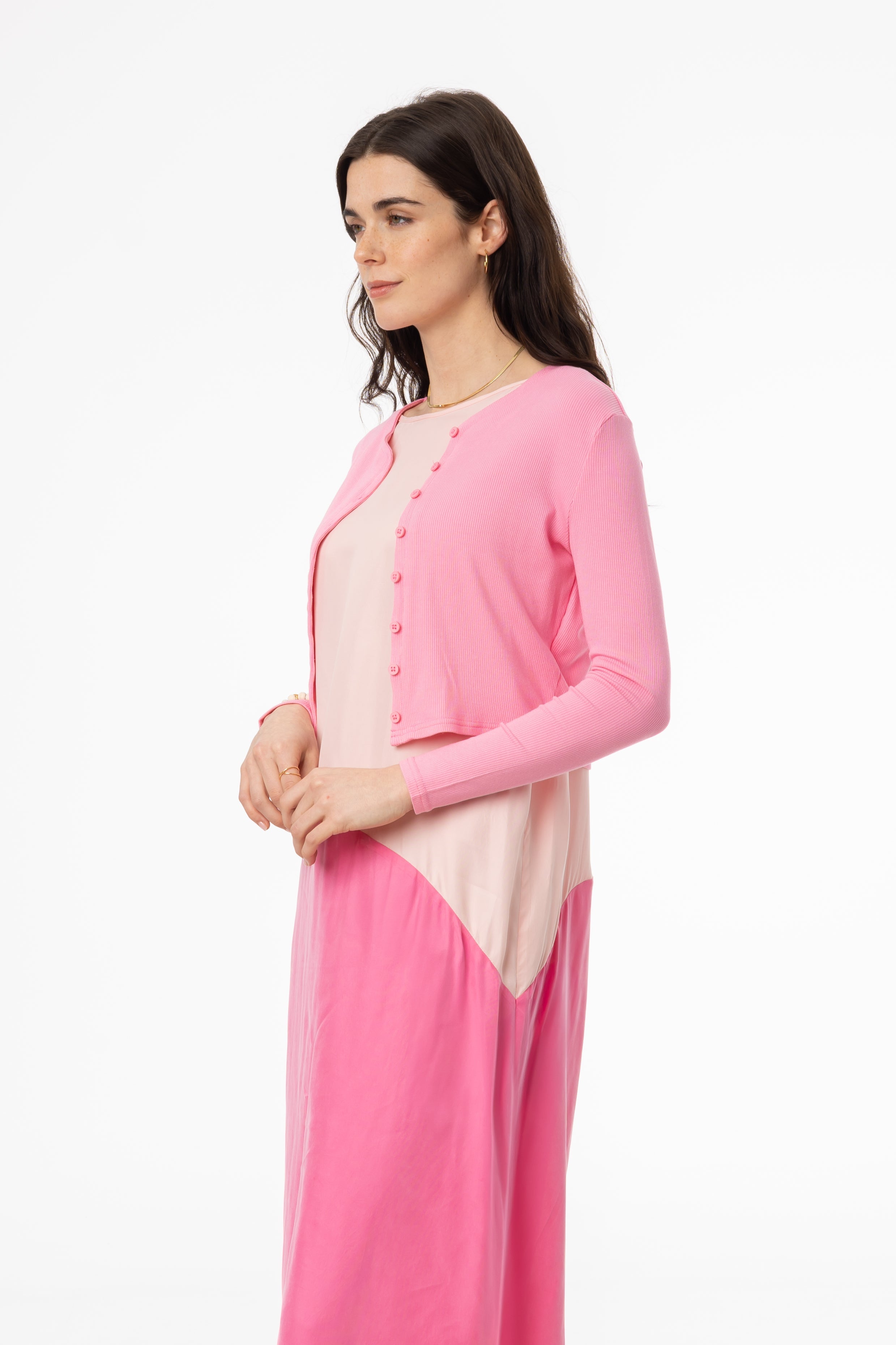 Pink Ribbed Cardigan