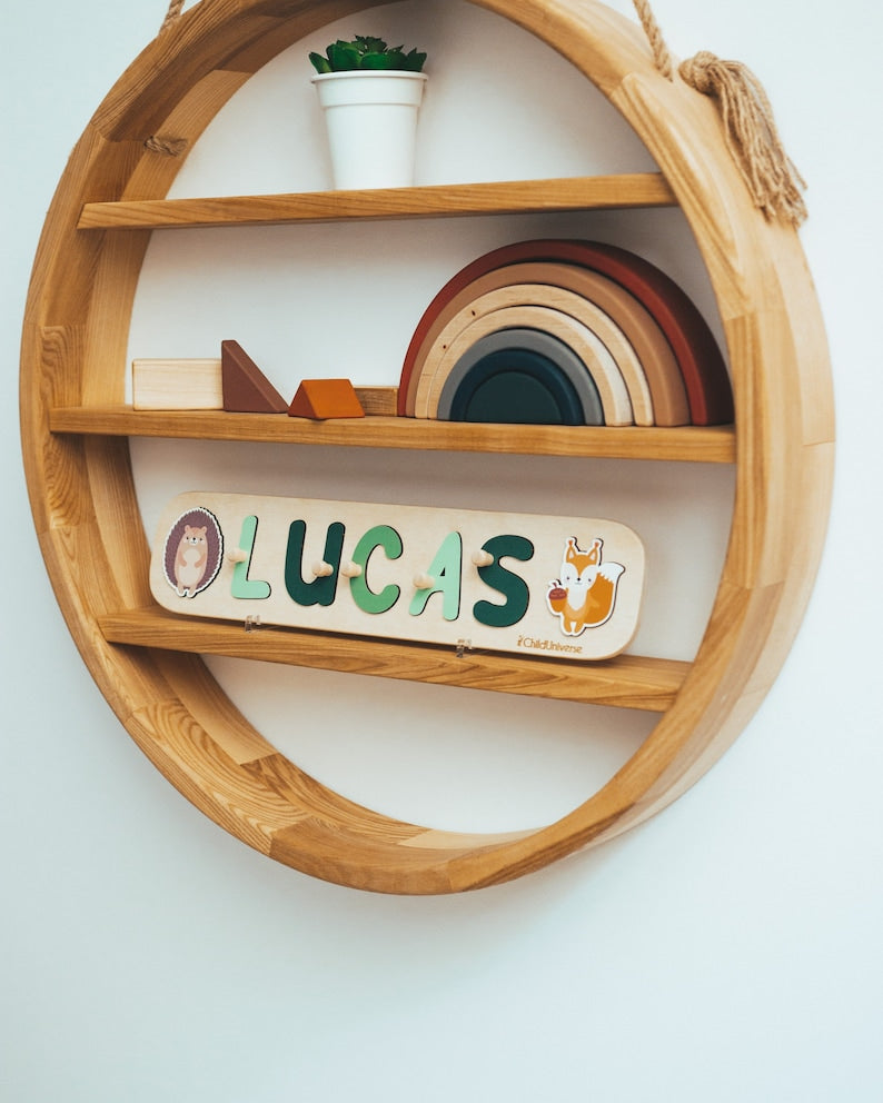 1st Birthday Gift, Woodland Animals Theme, Name Puzzle for Baby, Toddlers Toys, Personalized Baby Boy Gift, Montessori Toys Board, Kids Gift