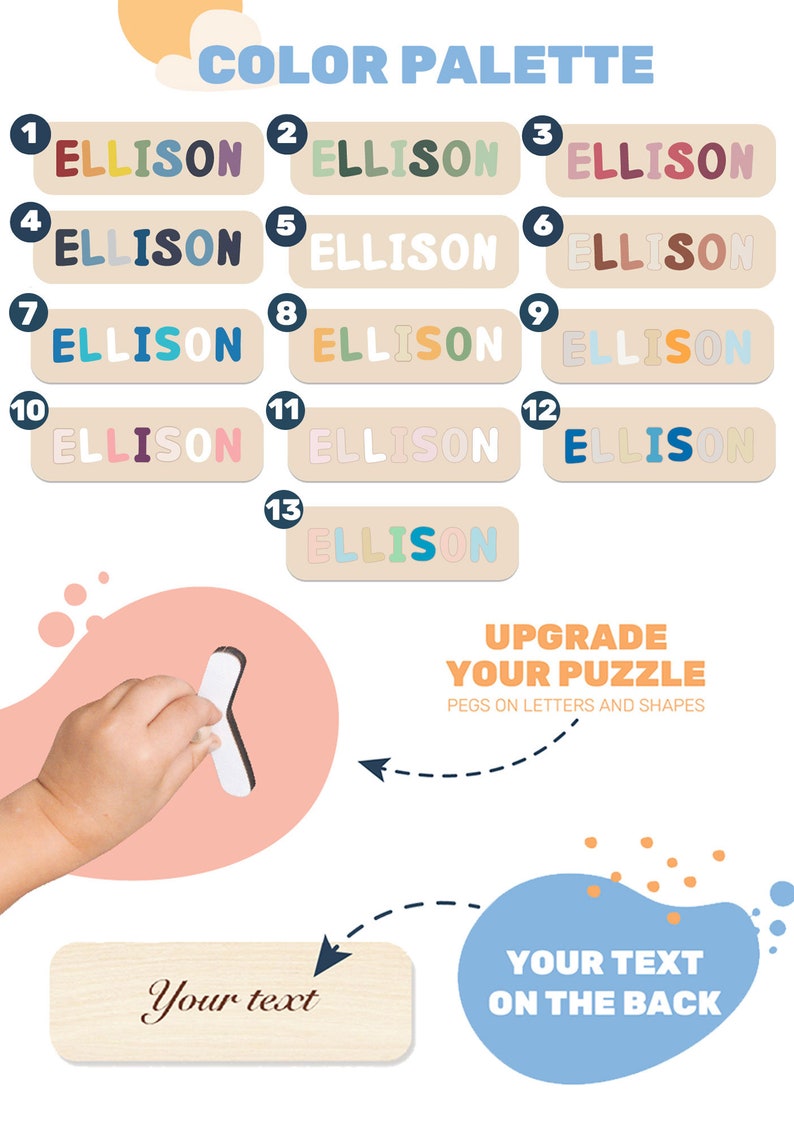Baby Shower Gift, Personalized Baby Gift, Custom Name Puzzle for Toddler Montessori Toys for Child, 1st Birthday Gift for Baby Boy Baby Girl