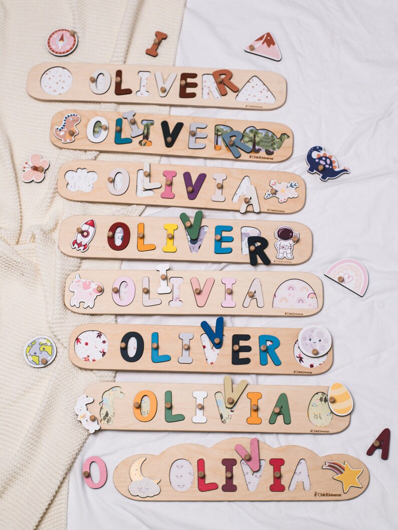 1st Birthday Gift, Custom Name Puzzle, Baby Girl and Boy Gift, Wooden Toys, Personalized Gift for Toddler, Baby Shower Gift by ChildUniverse