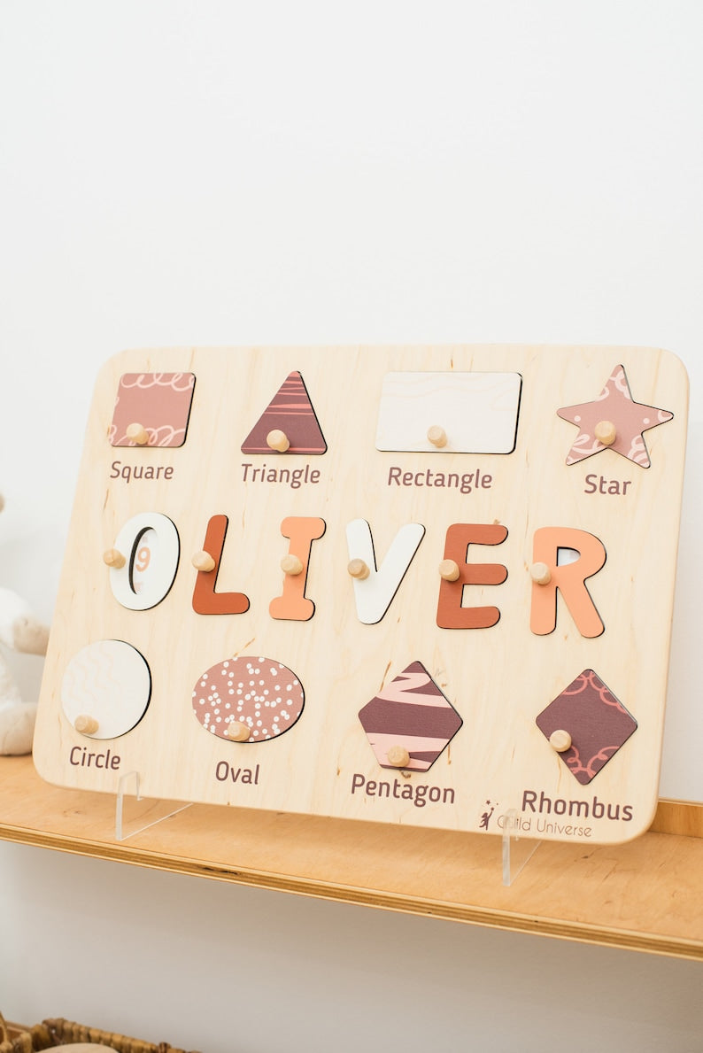 Space Name Puzzle Board, Custom Name Puzzle, Personalized Gift for Baby Boy, Space Planet Toys, 1st 2nd Birthday Baby Gift Child Universe