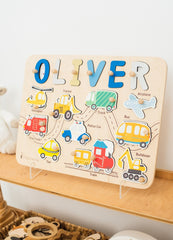 Busy Board 1 Year Old, Wooden Toys With Transport for Baby Boy, Montessori Puzzle Board, Cars Theme Nursery, 1st Birthday Gift for Kids